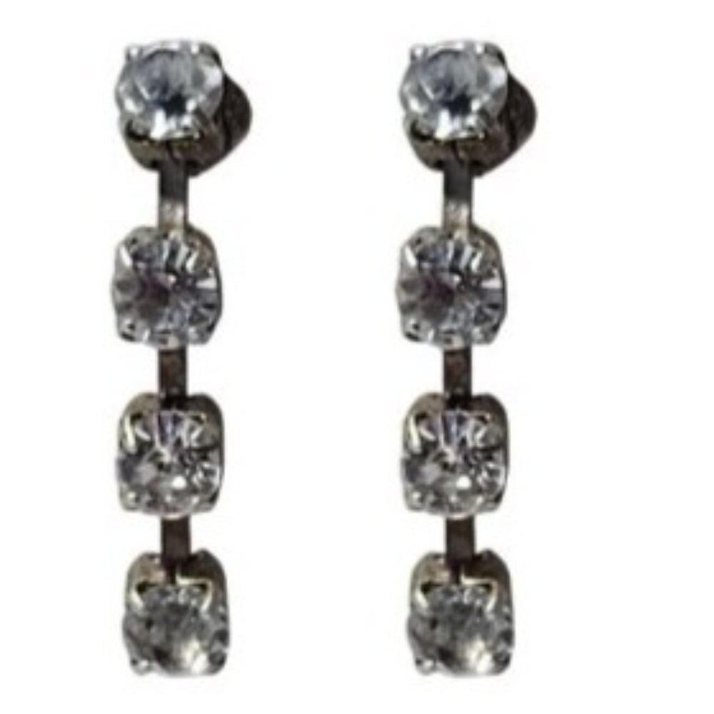 Elegant Crystal Drop Earrings Silver Tone Classic Minimalist Fashion Jewelry